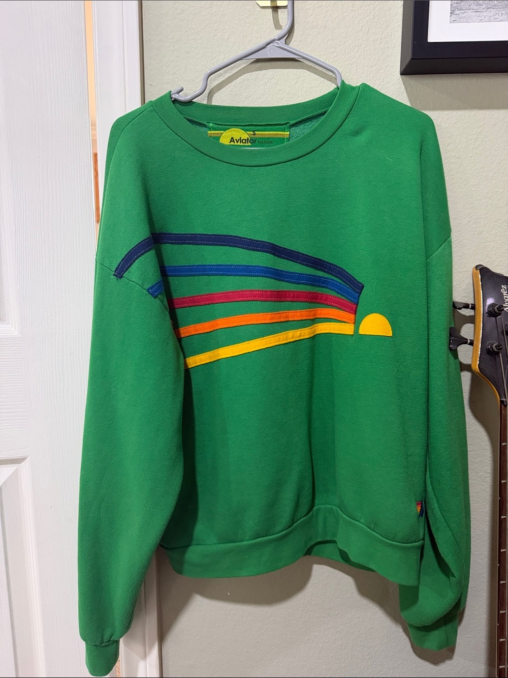 RARE Aviator Nation Green Crewneck